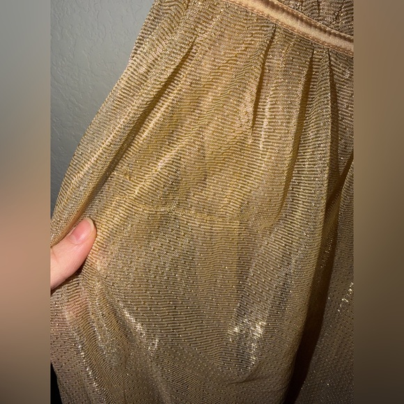 Lulus Amazing Essence Gold Metallic Mesh 3D Floral Midi Dress XS Goddess Toga - Picture 6 of 8